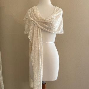 Wedding wrap, cover up, bridal shawl, ivory, fringe